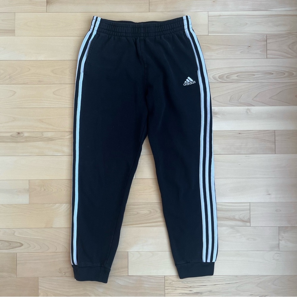 Adidas Youth 3-Stripes Fleece Joggers Black/White